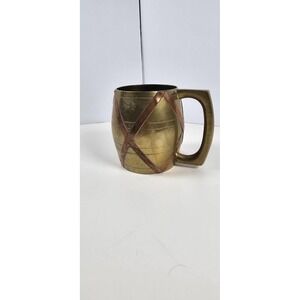 Vintage Brass & Copper Geometric‎ Metal Cup Mug With Handle